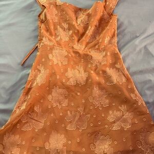 Floral Embroidered Orange Dress